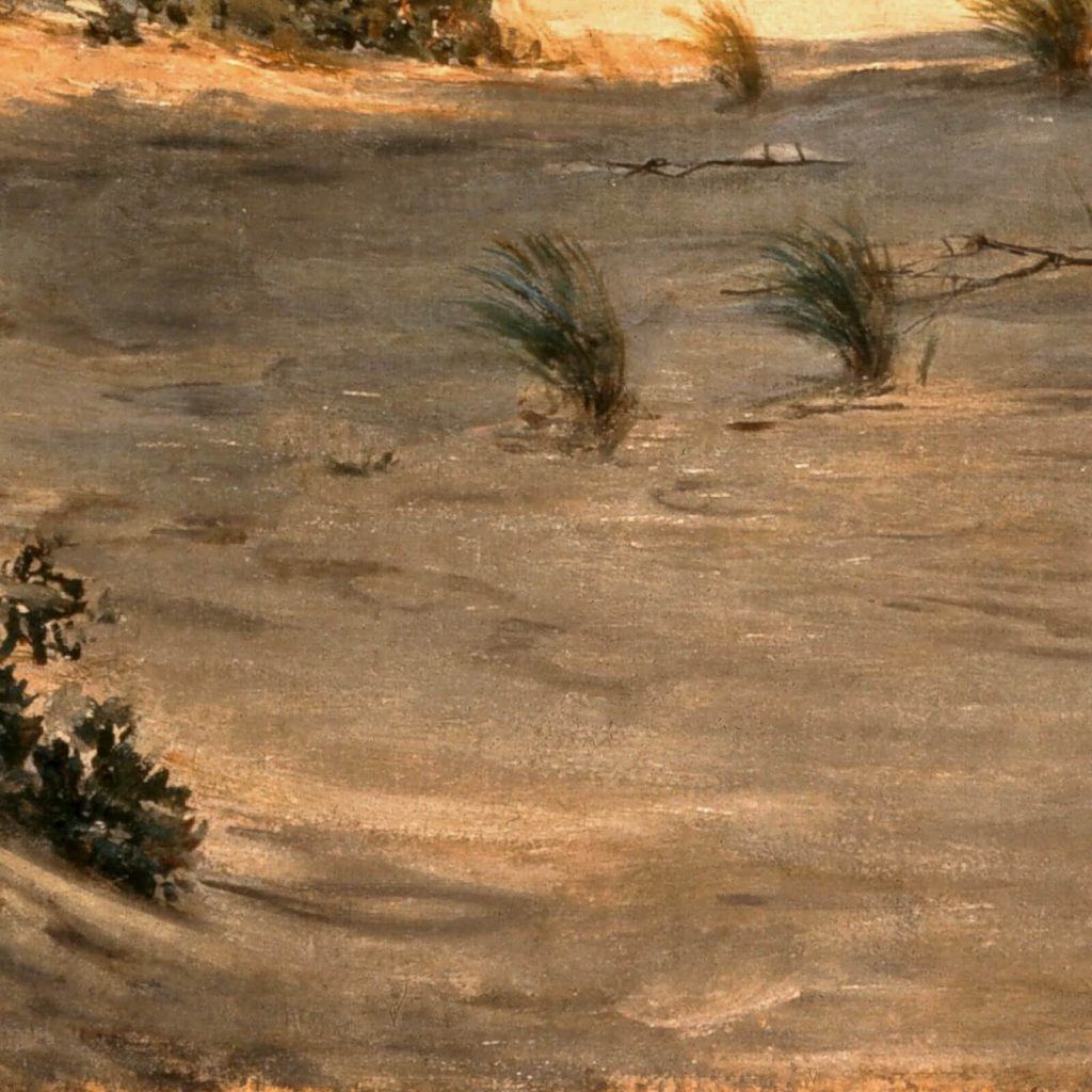 henry ossawa tanner sand dunes: Henry Ossawa Tanner, Sand Dunes at Sunset, Atlantic City, 1885, White House, Washington DC, USA. White House’s website. Detail.
