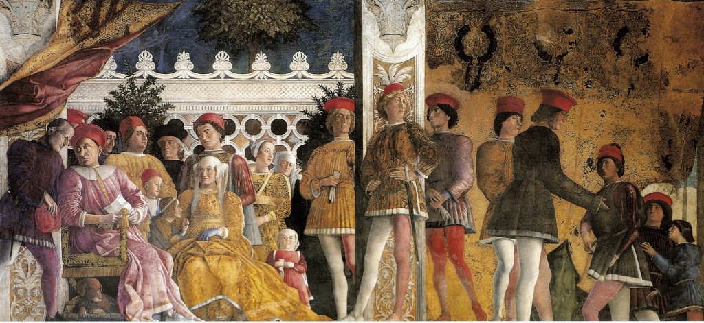 Andrea Mantegna: Andrea Mantegna, The Bridal Chamber, western wall, 1465-1474, Ducal Palace, Mantua, Italy. Arte Svelata. Detail.
