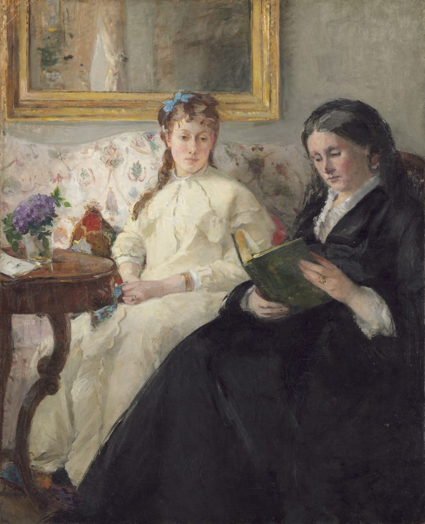 Berthe Morisot: "Berthe Morisot, The Mother and Sister of the Artist, 1869/1870, oil on canvas, overall: 101 x 81.8 cm (39 3/4 x 32 3/16 in.)
framed: 128.3 x 108.6 cm (50 1/2 x 42 3/4 in.), Chester Dale Collection, 1963.10.186"