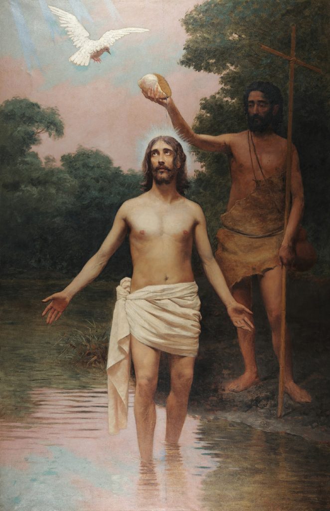 Almeida Júnior: José Ferraz de Almeida Júnior, The Baptism of Christ, ca. 1895. Pinacoteca do Estado de São Paulo, São Paulo, Brazil. Wikimedia Commons (public domain).
