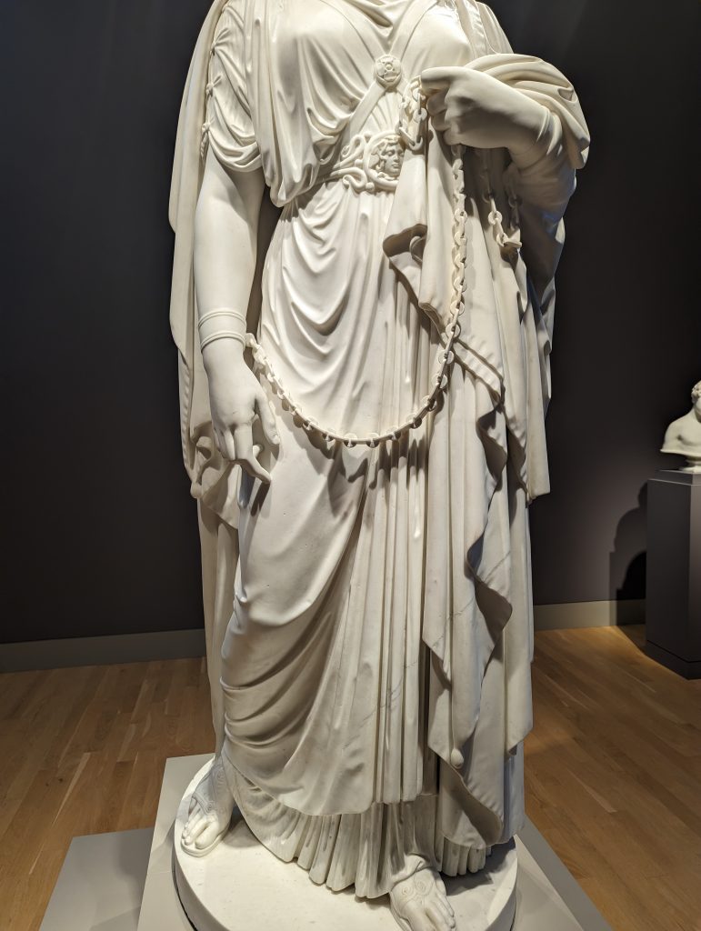 zenobia: Harriet Goodhue Hosmer, Zenobia in Chains, ca. 1859, The Huntington Library, San Marino, CA, USA. Photograph by Maya Tola, Detail.
