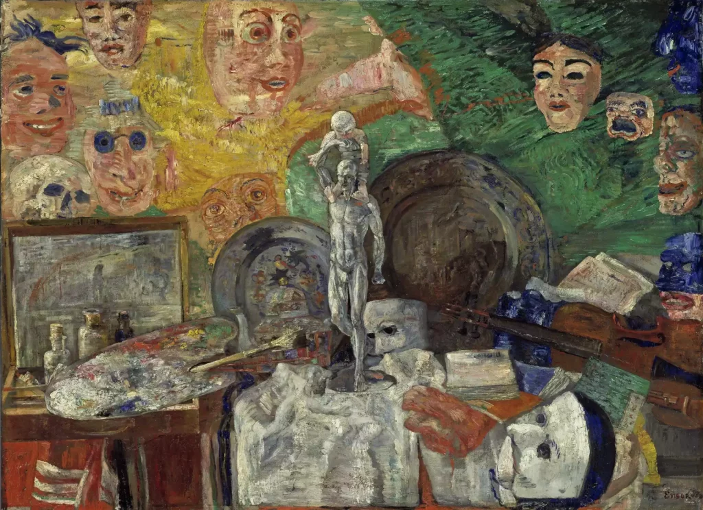 James Ensor paintings: James Ensor, Still Life in the Studio, 1889, Bavarian State Paintings Collection. Artsy.
