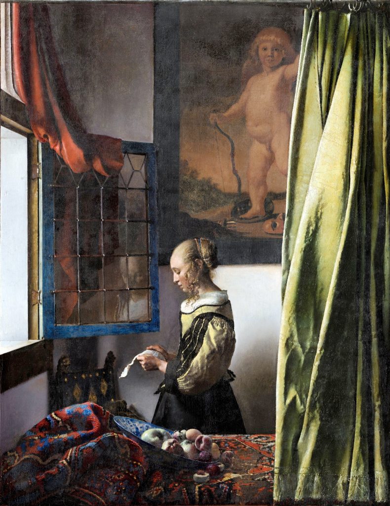vermeer rijksmuseum: Johannes Vermeer, Girl Reading a Letter at an Open Window, c. 1657–1658, Gemäldegalerie Alte Meister, Dresden, Germany. Wikimedia Commons (public domain).
