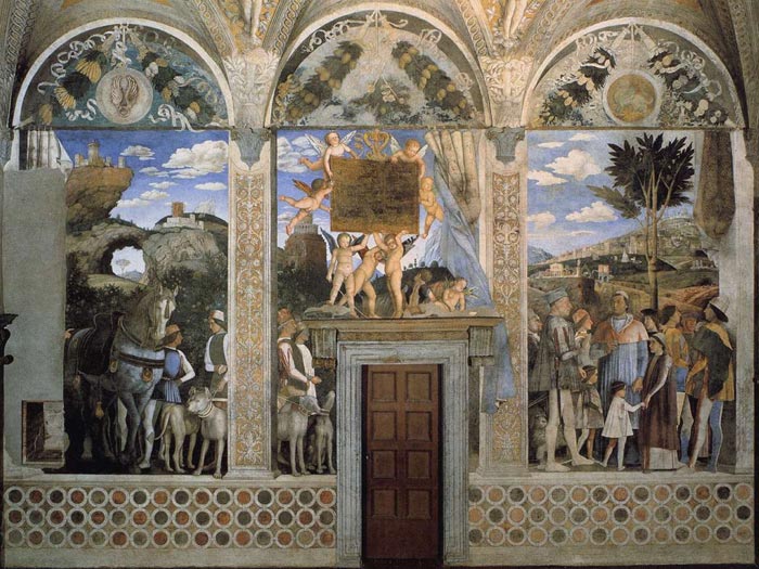Andrea Mantegna: Andrea Mantegna, The Bridal Chamber, western wall, 1465-1474, Ducal Palace, Mantua, Italy. Traveling in Tuscany. Detail.
