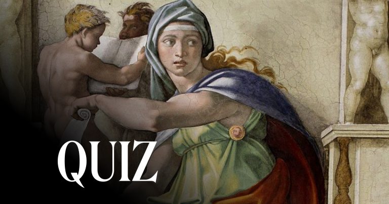 Renaissance Quiz: Michelangelo, Delphic Sibyl, Sistine Chapel Ceiling, 1508-12, Vatican City, Vatican.
