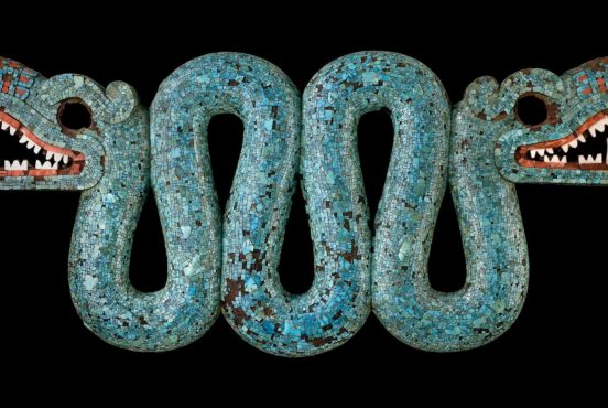 Double-Headed Serpent, ca 1400-1521, mosaic on wood, British Museum, London, UK.