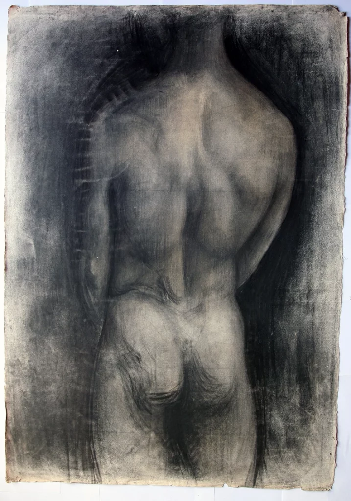 Académie Vitti: Charcoal nude sketch. Académie Vitti, c. 1889-1914, Montparnasse, Paris. Museum website.
