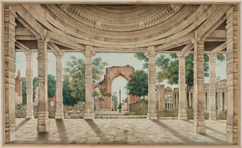 Qutub minar: The Mosque of Delhi and the Iron Pillar, ca. mid-19th century. National Museum of Asian Art, Washington DC, United States.
