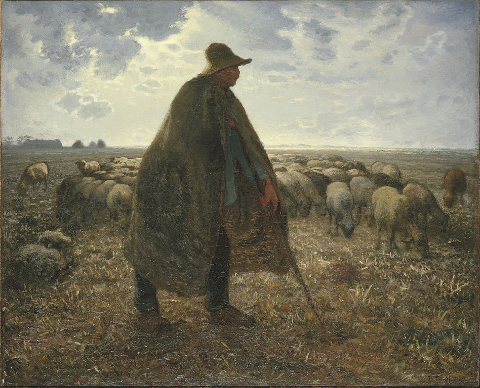 Jean Francois Millet: Jean Francois Millet, Shepherd Tending His Flock, c. 1860, Brooklyn Museum, New York, NY, USA.
