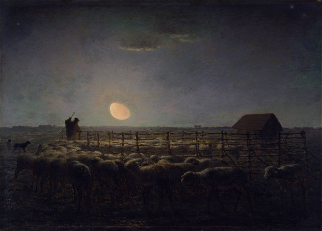 Jean Francois Millet: Jean Francois Millet, The Sheepfold, Moonlight, 1856–60, Walters Art Museum, Baltimore, MD, USA.

