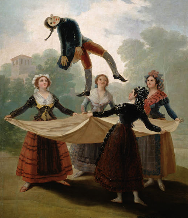 Goya Tapestry Cartoons: Francisco de Goya, The Straw Manikin, 1791-1792, Prado Museum, Madrid, Spain. Wikimedia Commons (public domain). Detail.
