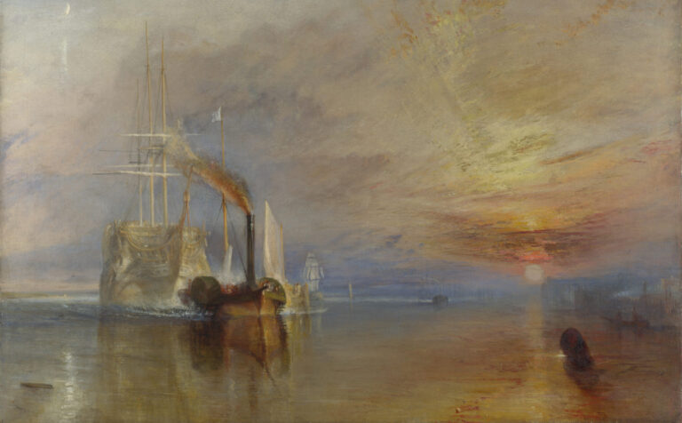 Rivers in paintings: J.M.W. Turner, The Fighting Temeraire, 1839, National Gallery, London, UK. Wikimedia Commons (public domain). Detail.
