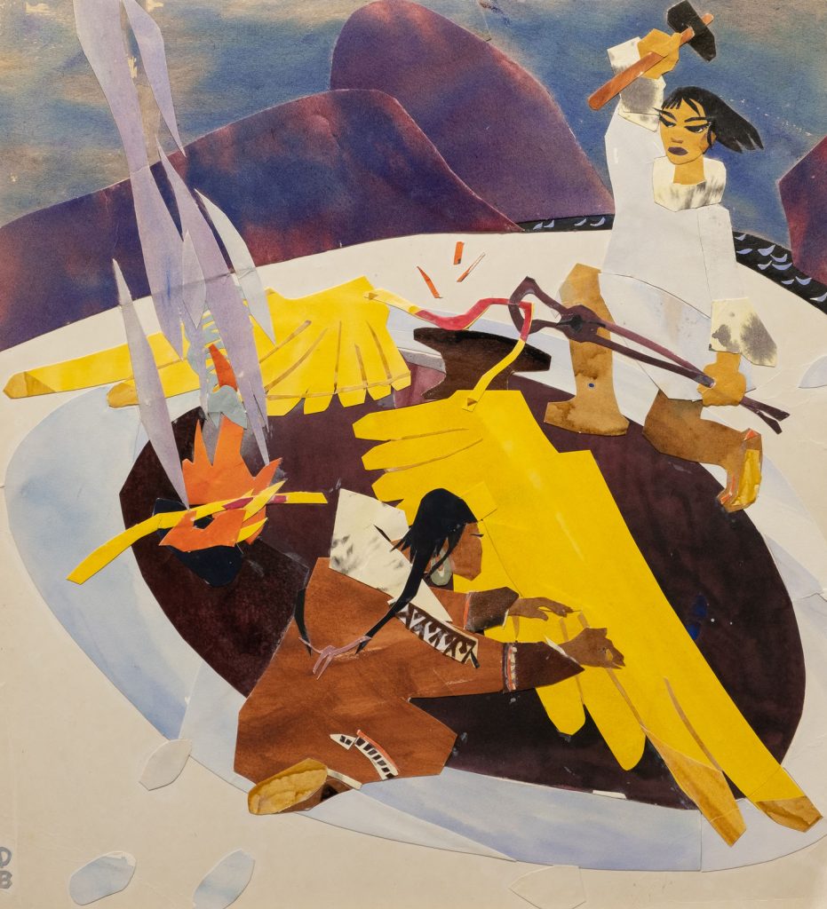Ada Rybachuk: Ada Rybachuk, Illustration for Nenets folk tale Man and Dog, 1957, National Art Museum of Ukraine, Kyiv, Ukraine. UU Archive.
