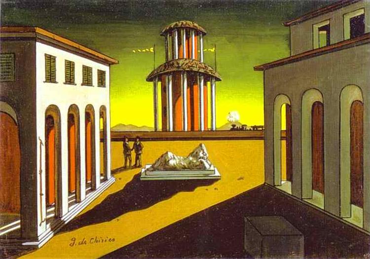 Surrealism 101: Giorgio de Chirico, Piazzia d’Italia, 1913, Art Gallery of Ontario, Toronto, Canada.

