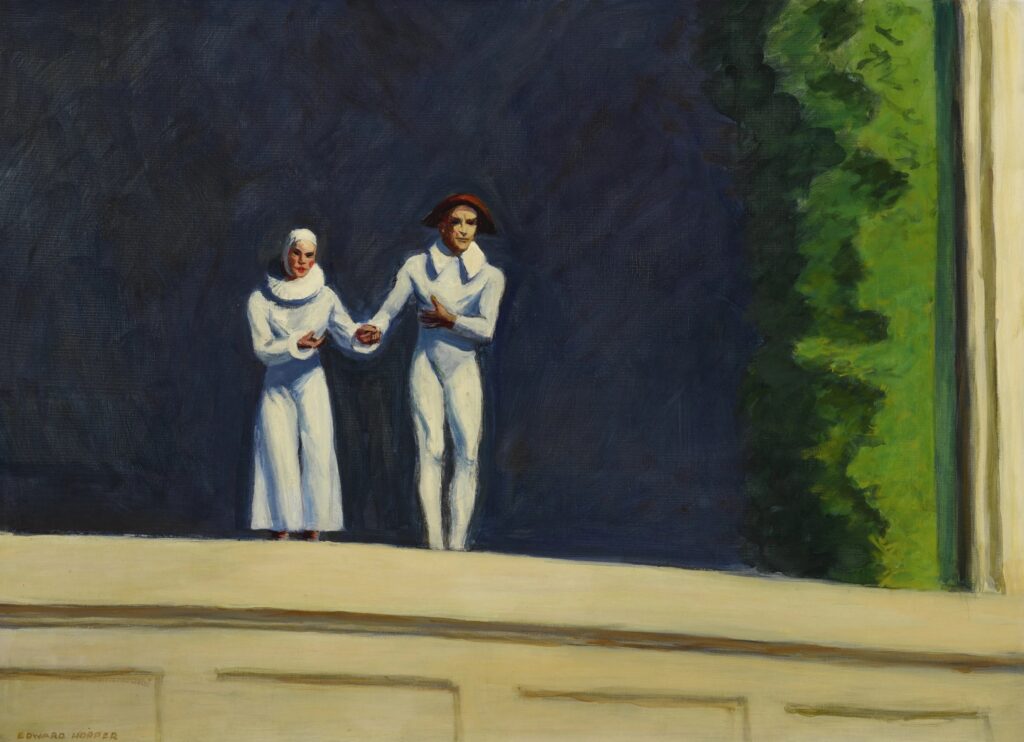 edward hopper cinema: Edward Hopper, Two Comedians, 1965, Bruce Museum, Greenwich, CT, USA. Sotheby’s.
