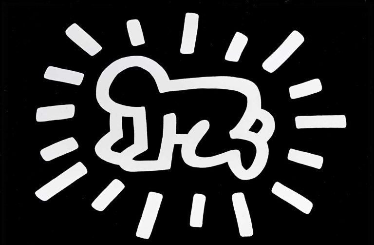 art for crawling babies: Keith Haring, Radiant Baby, from Icons Series, 1990, private collection. Artsy.
