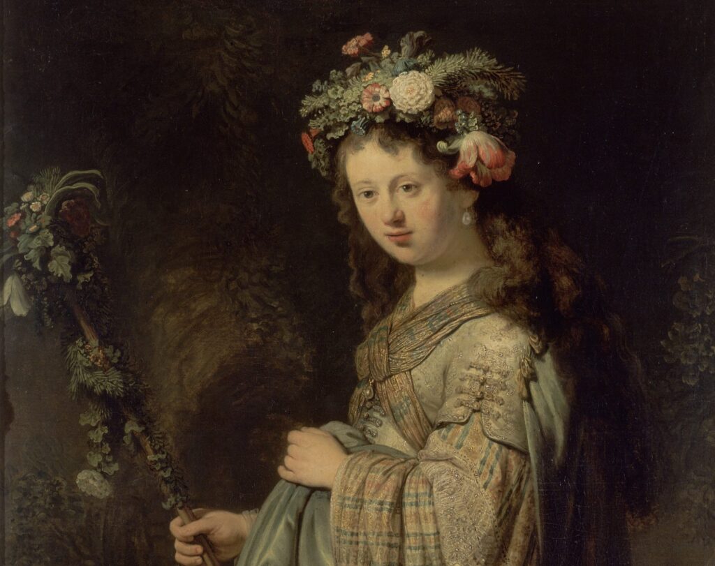 Rembrandt 10 paintings: Rembrandt van Rijn, Saskia van Uylenburgh as Flora, State Hermitage Museum, St. Petersburg, Russia.
