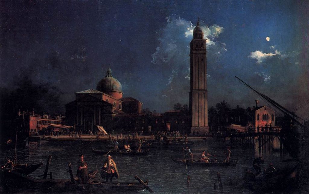 Moonlight paintings: Canaletto, The Vigilia di San Pietro, 1755, Gemäldegalerie, Berlin, Germany.
