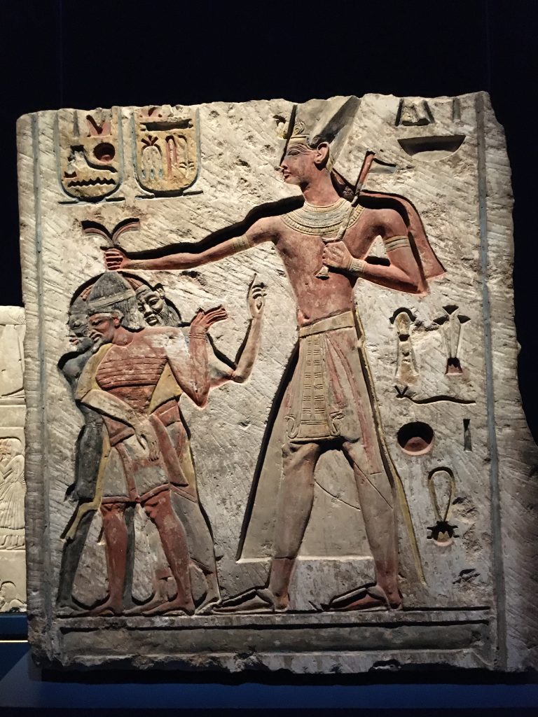 Pharaoh Ramesses: Ramses II Massacring his Enemies, painted limestone, New Kingdom, 19th Dynasty, Egyptian Museum, Cairo, Egypt. Photo by the author.
