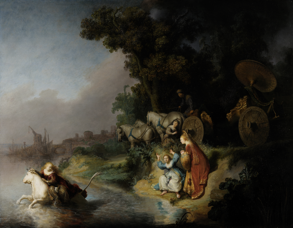 Rembrandt 10 paintings: Rembrandt van Rijn, The Abduction of Europa, 1632, J. Paul Getty Museum, California, CA, USA. Wikimedia Commons (public domain).
