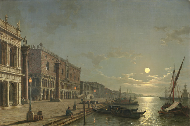 Moonlight paintings: Henry Pether, Moonlight on the Grand Canal, c. 1850, Private Collection.
