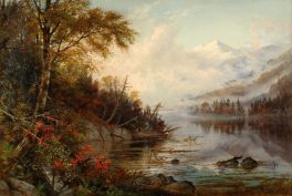 Susie M. Barstow, Mountain Lake in Autumn, 1873, private collection via Thomas Cole National Historic Site