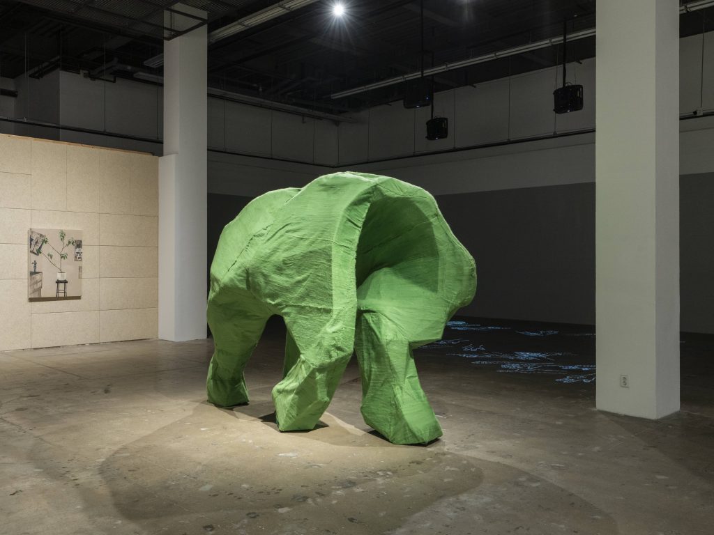 gwangju biennale artists: Oum Jeongsoon, Elephant without Trunk, 2023, installation view at the 14th Gwangju Biennale. Courtesy the artist and Gwangju Biennale Foundation. Photo: glimworkers.
