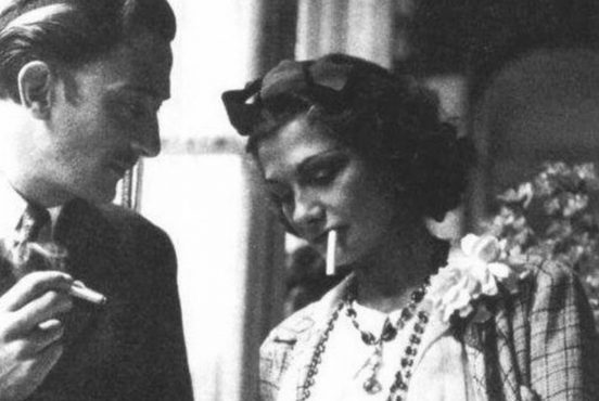 Salvador Dalí and Coco Chanel sharing a cigarette