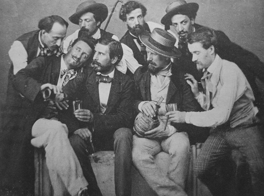 Macchiaioli: Members of the Macchiaioli at the Caffè Michelangiolo. c. 1856 Art Escape Italy.
