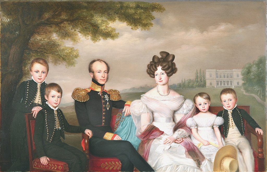 Willem II: Jan Baptist van der Hulst, King William II with his Family, 1832, Royal Collections of the Netherlands, The Hague, Netherlands.
