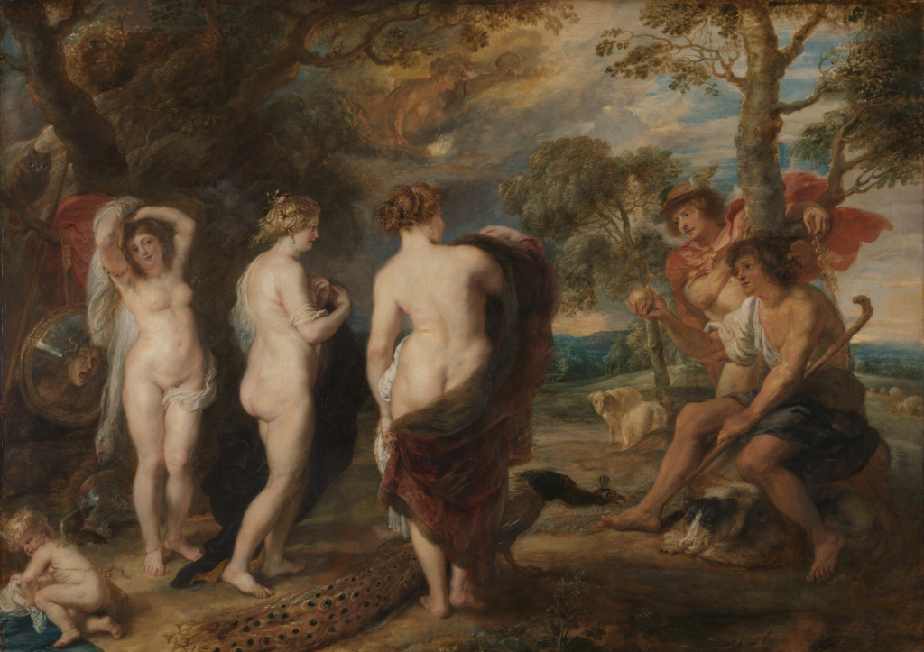 The judgement of Paris: Peter Paul Rubens, The Judgement of Paris, 1632-1635, The National Gallery, London, UK.
