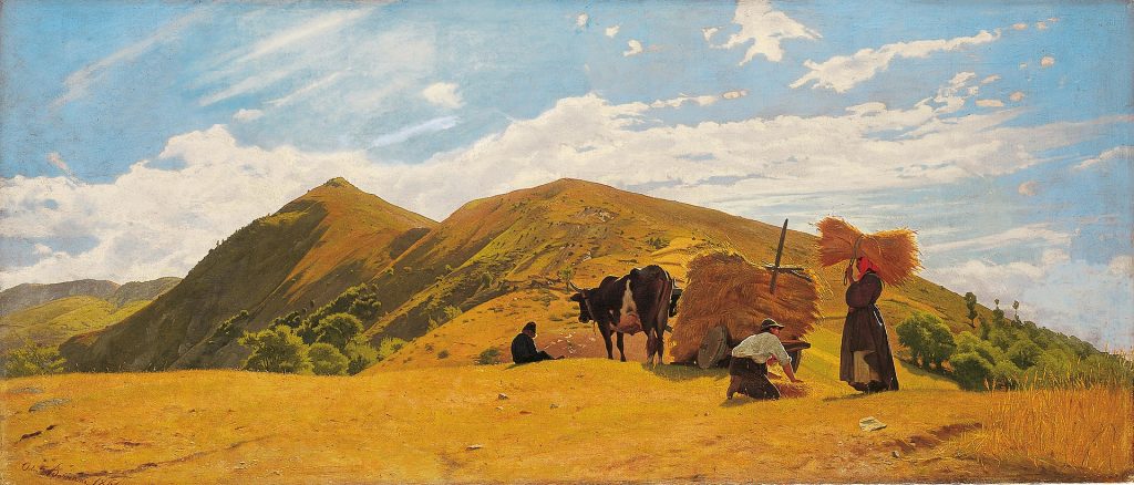 Macchiaioli: Odoardo Borrani, Wheat Harvest in the Mountains of San Marcello, 1861, University of Siena, Siena, Italy. WikimediaCommons (public domain).

