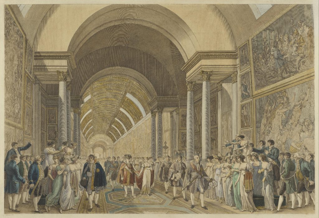 Louvre: Heinrich Reinhold, The Marriage of the Emperor Napoleon I to the Archduchess Marie-Louise of Austria in the Grand Gallery of the Louvre on April 1, 1810, ca. 1810-1811, Philadelphia Museum of Art, Philadelphia, PN, USA.
