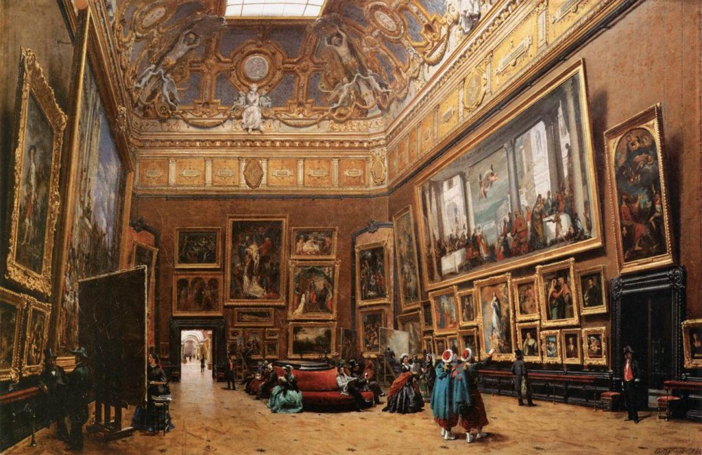 Louvre: Giuseppe Castiglione, View of the Salon Carré in the Louvre. ca. 1861, Louvre, Paris, France.
