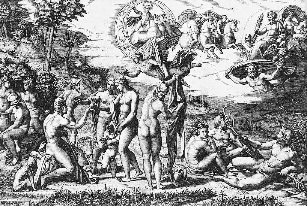 The Luncheon on the Grass: Marcantonio Raimondi (after Raphael) Judgement of Paris, (c. 1515, engraving), Staatsgalerie Stuttgart, Stuttgart, Germany.
