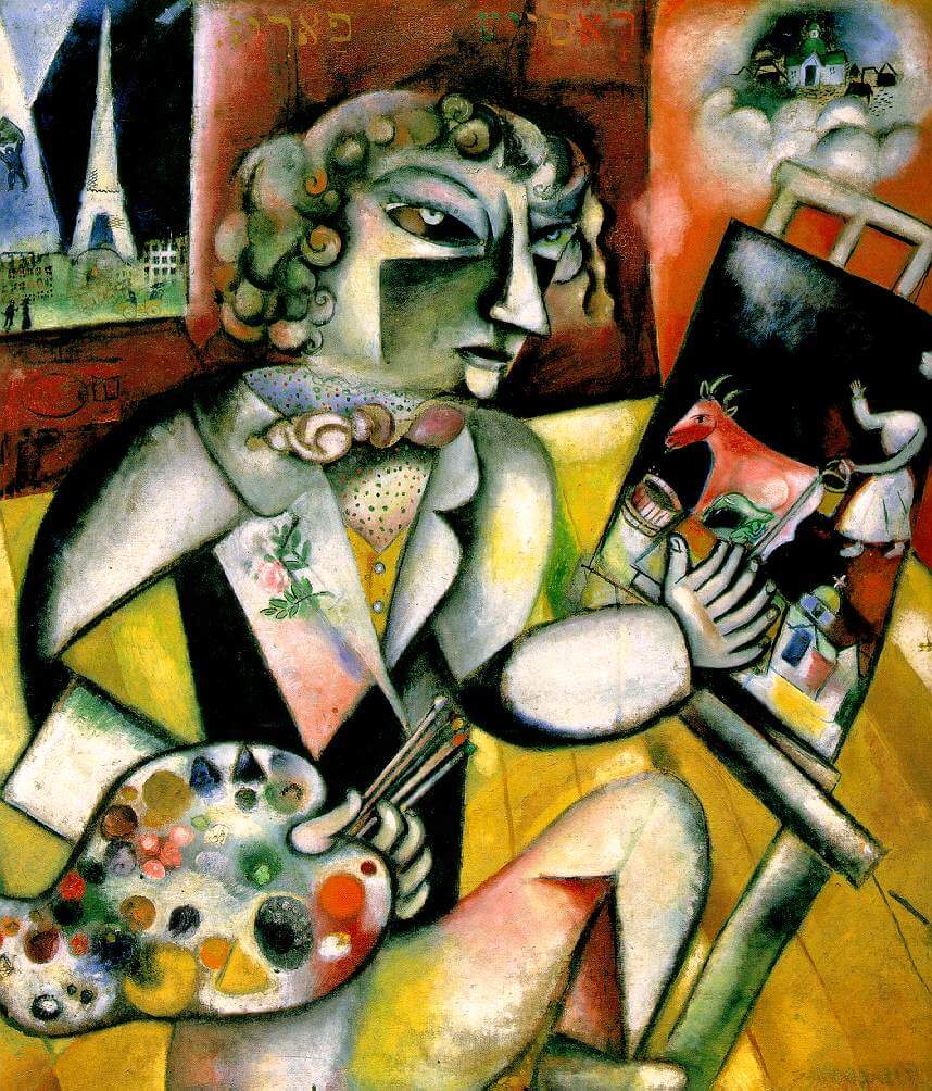 Marc Chagall: Marc Chagall, Self-Portrait with Seven Fingers, 1912-1913, Stedelijk Museum, Amsterdam, The Netherlands.
