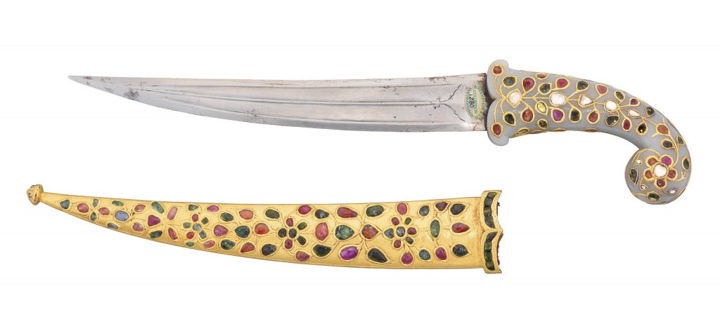 mughal Daggers: Gem set Khanjar, ca. 18th century, Christie’s, New York, NY, USA.
