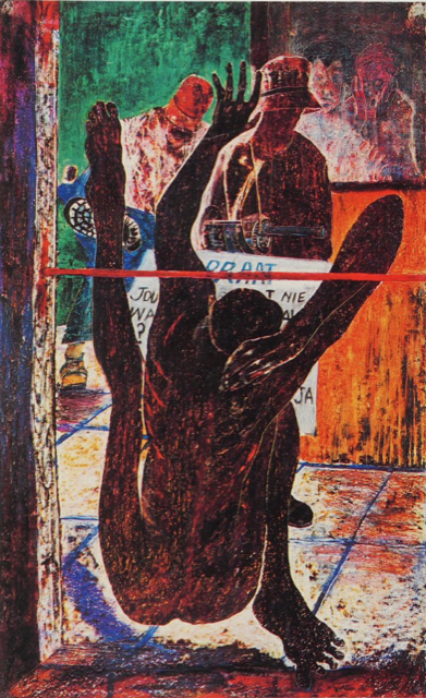 Apartheid art: Mpolokeng Ramphomane, Eyewitness, 1988
via CAA, “Resistance Art”.
