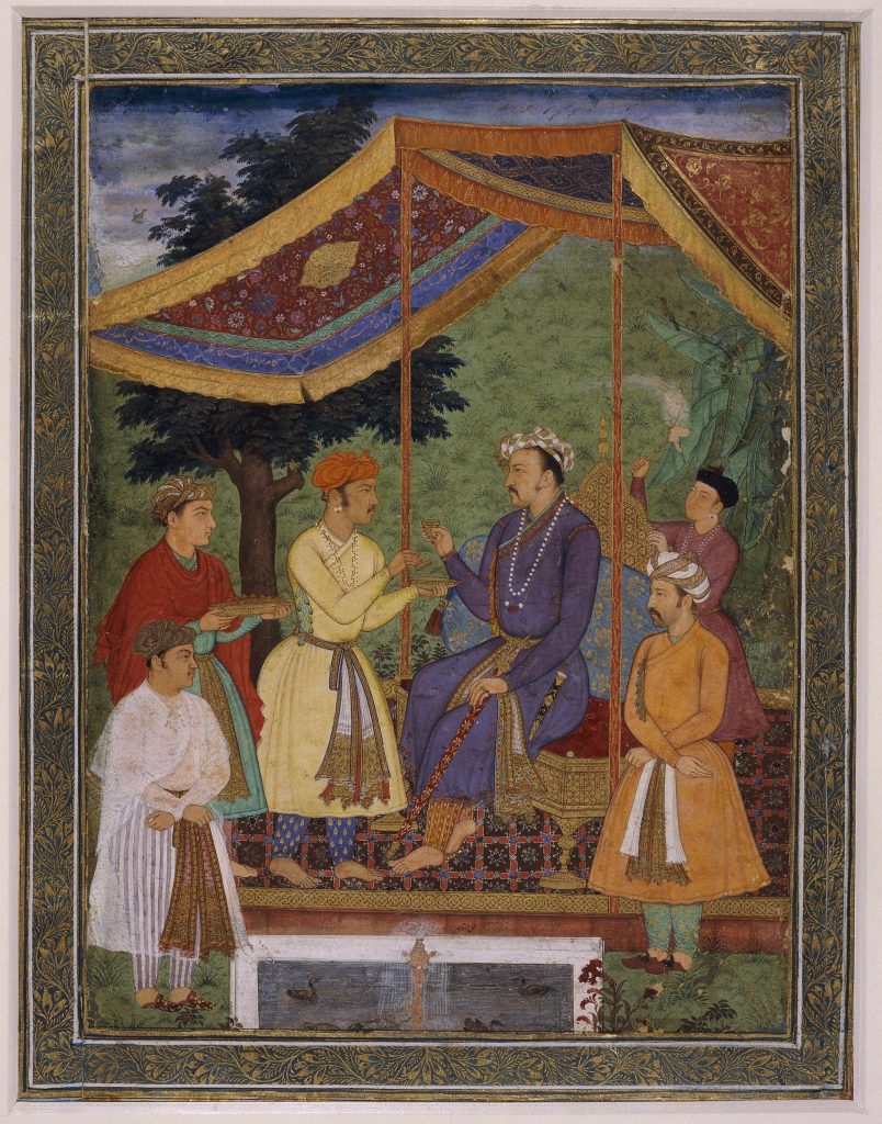 jahangir cups: Manohar of Mewar, Portrait of Emperor Jahangir with his sons Khusraw and Parviz, ca. 1610, The British Museum, London,
