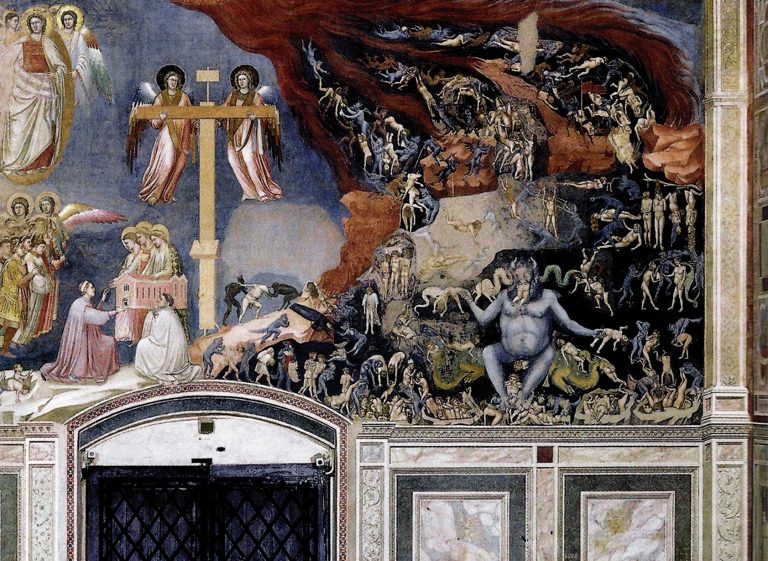 Satan: Giotto, The Last Judgment at the Arena Chapel (Cappella Scrovegni) in Padua, ca. 1306. Wikimedia Commons (Public Domain). Detail.
