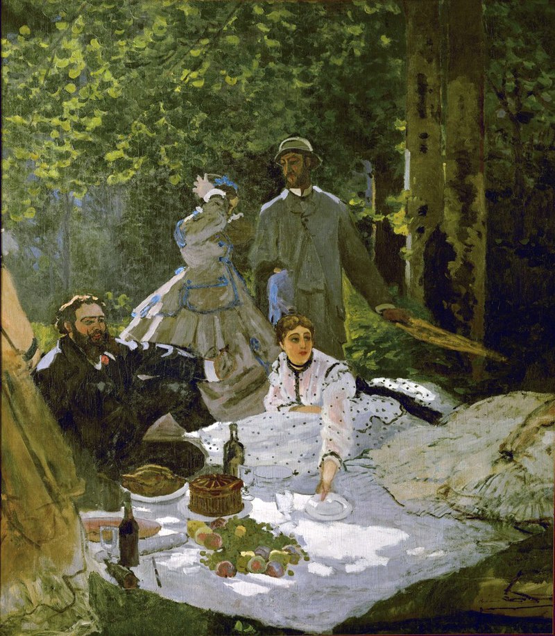 The Luncheon on the Grass: Claude Monet, The Luncheon on the Grass (Le Déjeuner sur l’Herbe), 1865-1866, Musée d’Orsay, Paris, France.
