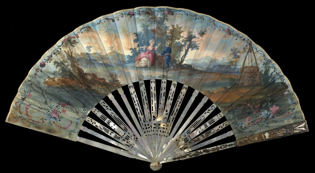 Rococo fans: French Fan (pastoral scene), late 1760s, Smithsonian American Art Museum, Washington, D.C., USA.
