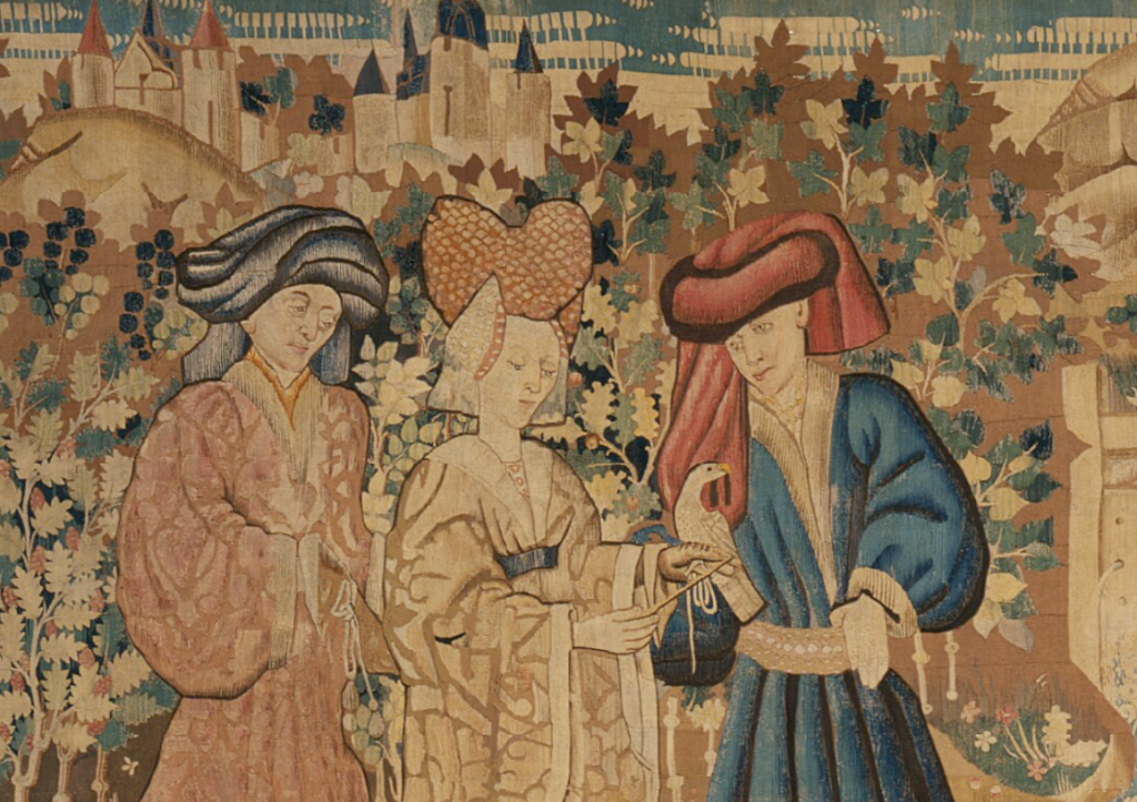 The Devonshire Hunting Tapestries: The Devonshire Hunting Tapestry: Deer Hunt, 1430-1440, probably made in Arras, France, Victoria and Albert Museum, London, UK. Detail.
