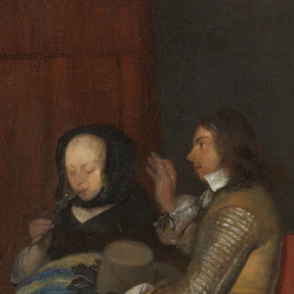 Gerard ter Borch Gallant Conversation: Gerard ter Borch, Gallant Conversation, ca 1654, Rijksmuseum, Amsterdam, Netherlands. Detail.
