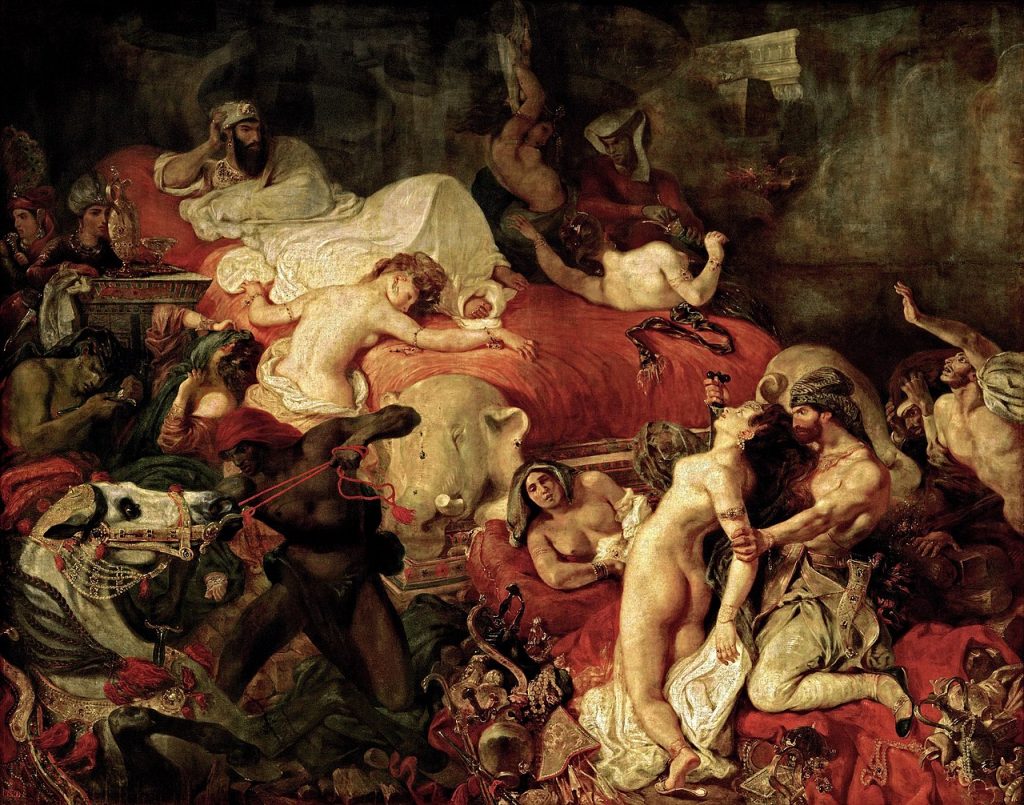 Romanticism: Eugène Delacroix, The Death of Sardanapalus, 1827, Louvre, Paris, France.
