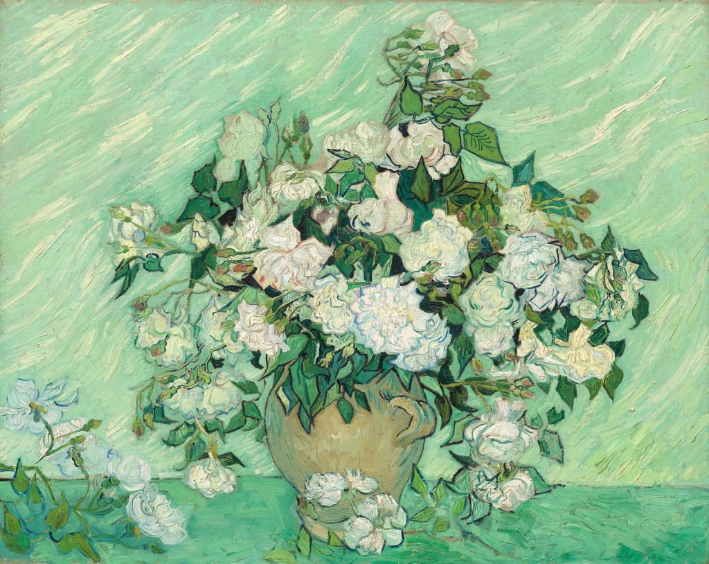 Van Gogh flowers: Vincent van Gogh, Roses, 1890, National Gallery of Art, Washington, D.C., USA.
