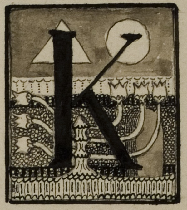 Čiurlionis ciphers: Mikalojus Konstantinas Čiurlionis, Initial K, 1908, M. K. Čiurlionis National Art Museum, Kaunas, Lithuania.
