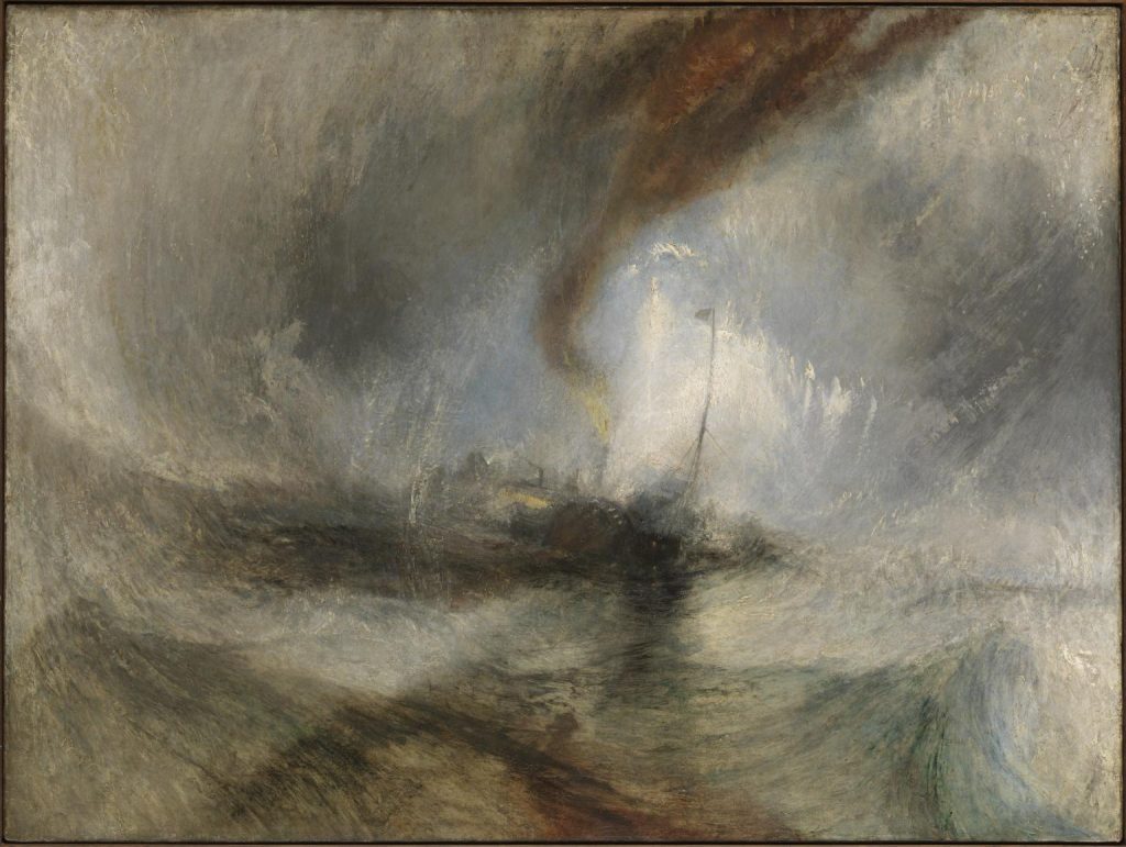 Romanticism: J. M. W. Turner, Snow Storm – Steam-Boat off a Harbour’s Mouth, ca. 1842, Tate, London, UK.
