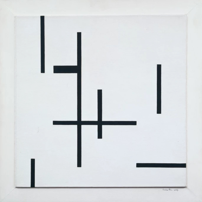Marlow Moss: Marlow Moss, Composition in Black and White Number 4, 1949, Museum of Modern Art, New York City, NY, USA.
