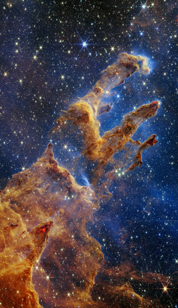 Čiurlionis space: Pillars of Creation, 2022. Image Credit: Science – NASA, ESA, CSA, STScI, NIRCam. Source: NASA’s website.
